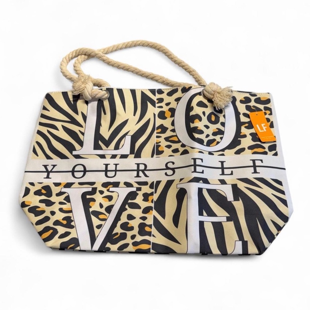 3/$20 LF Animal Print 'Love Yourself' Tote Bag Beach Vacation Cruise Pool Casual
